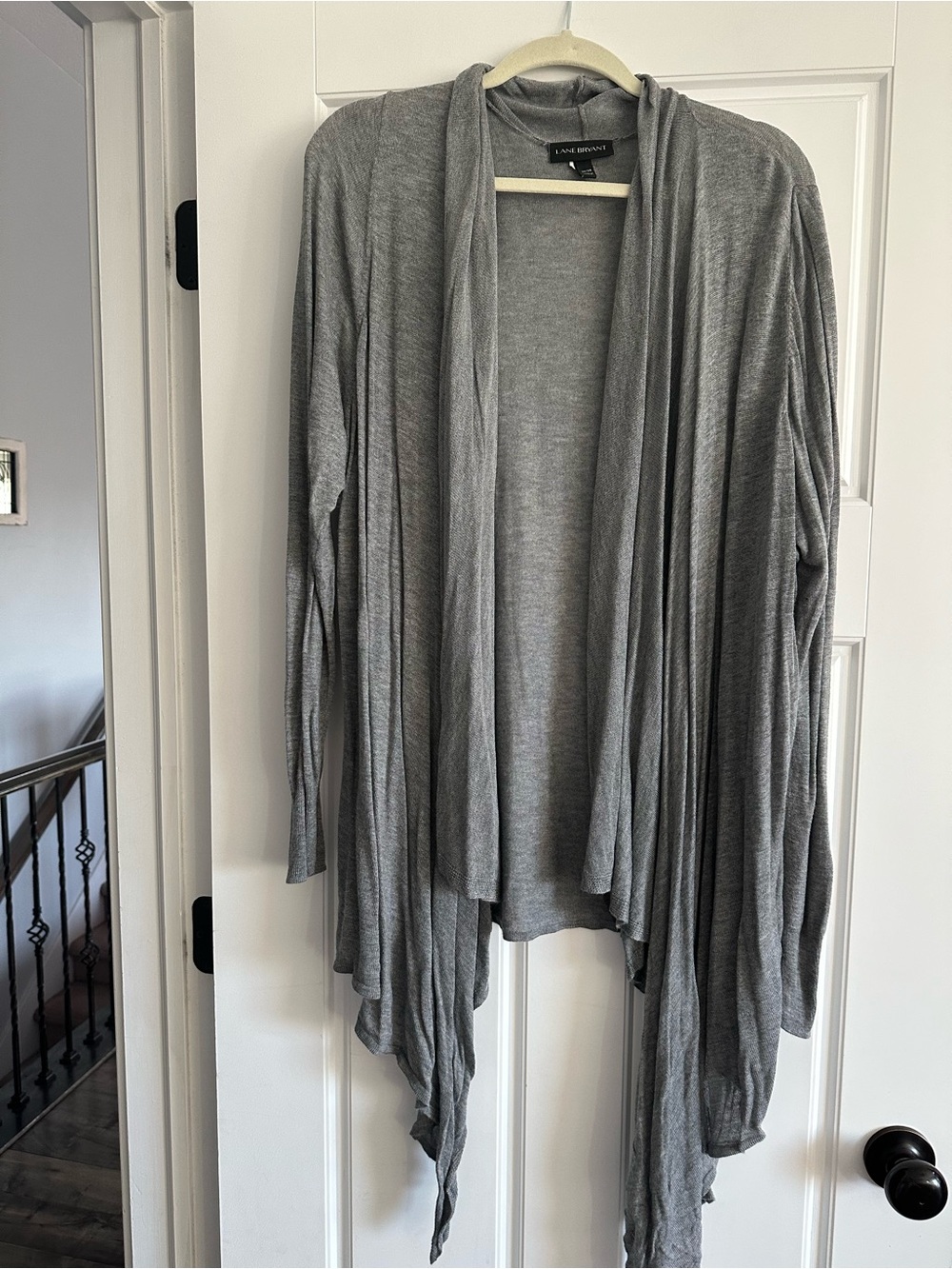 Lane Bryant Gray Open-Front Draped Waterfall Cardigan